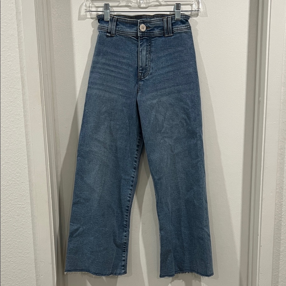 Zara Girls Marine Denim Blue Wide Leg Jeans Size 9